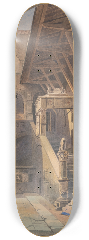 Thomas Hartley Cromek - Court of the Bargello, Florence 8.25 inch art skate deck