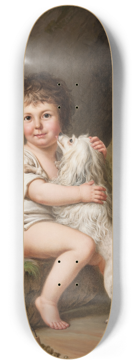 Adolf Ulrik Wertmller - Portrait of the young Henri Bertholet-Campan (1784-1821) with the dog Aline 8.25 inch art skate deck