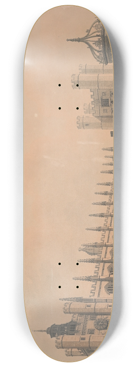 Thomas Malton the Younger - Cambridge University; Great Court And Chapel 8.25 inch art skate deck