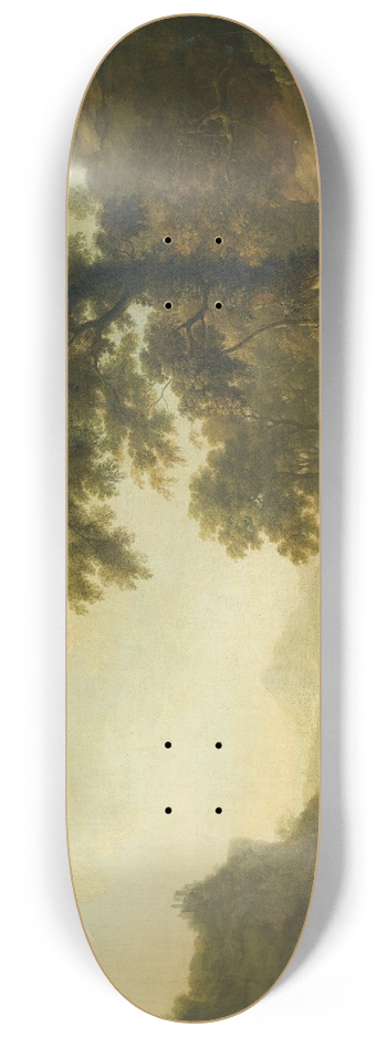Thomas Roberts - A Wooded River Landscape With Figures On A Path 8.25 inch art skate deck