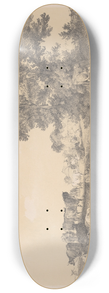 Thomas Sidney Cooper - Landscape with Cows 8.25 inch art skate deck