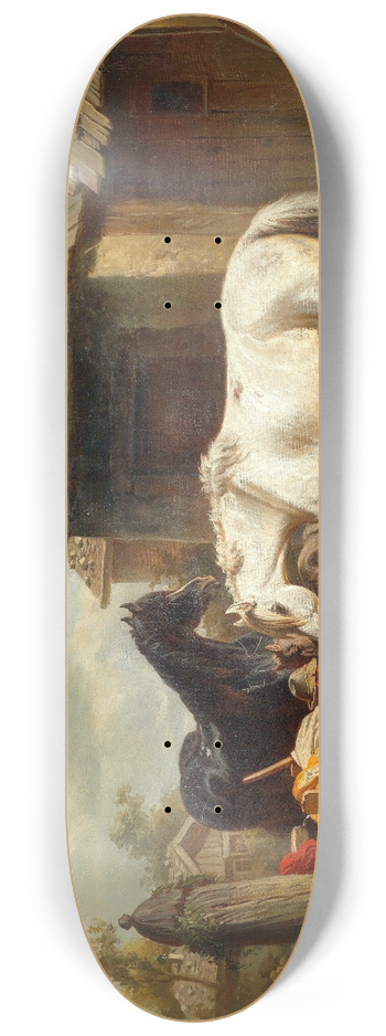 Adolf van der Venne - Pferde am Bauernhof 8.25 inch art skate deck