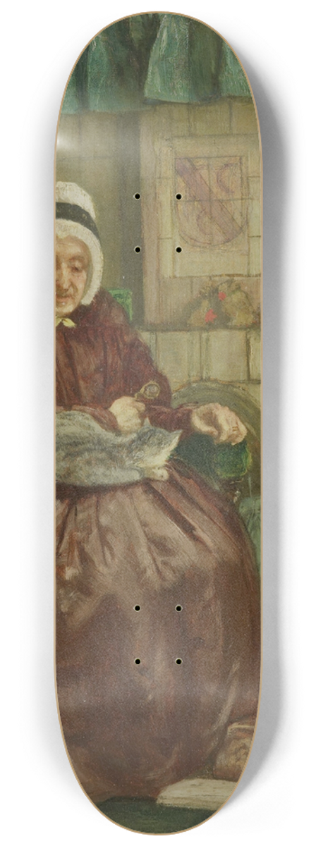 August Alleb - Old Woman by the Fireplace 8.25 inch art skate deck