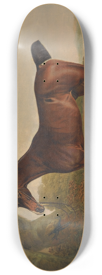 Thomas Weaver - A bay horse tethered to a tree in a landscape 8.25 inch art skate deck