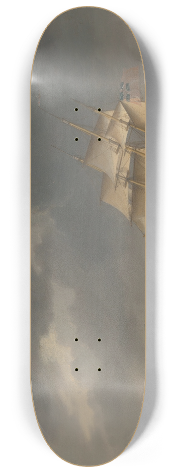 Thomas Whitcombe - Running into stormy weather off Gibraltar 8.25 inch art skate deck