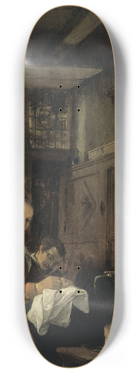 Thomas Wijck - Woman at Her Sewing Table 8.25 inch art skate deck
