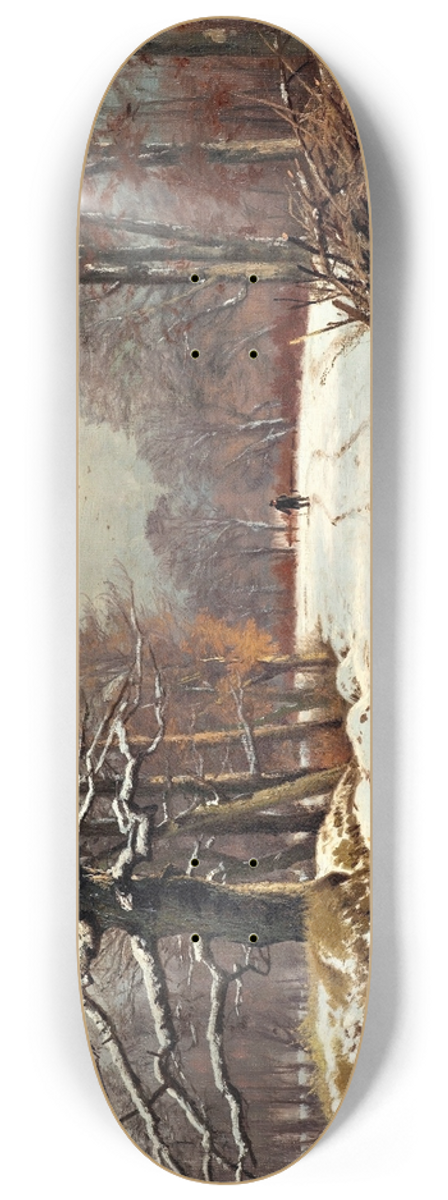 Thorvald Niss - Winter landscape of forests near Hillerd 8.25 inch art skate deck
