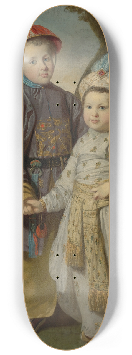 Tilly Kettle - Portrait of two children ineastern costumes 8.25 inch art skate deck