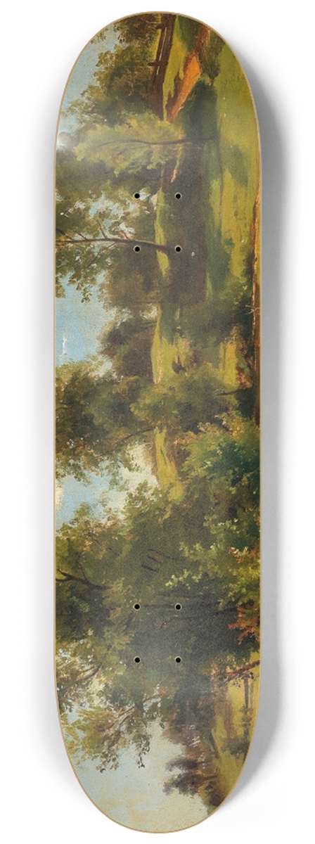 Tina Blau - A Hilly Landscape with Creek 8.25 inch art skate deck