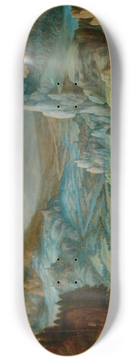 Tobias Verhaecht - An extensive mountainous landscape with travellers on a path 8.25 inch art skate deck