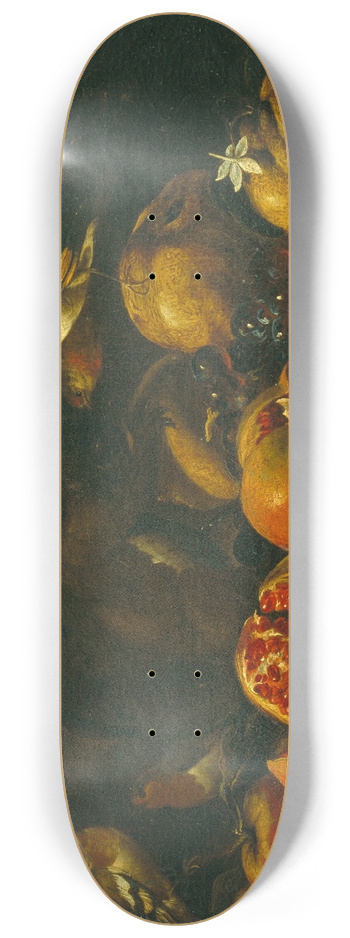 Tommaso Realfonso - Still Life with Pomegranates, Grapes, Birds and a Squirrel 8.25 inch art skate deck