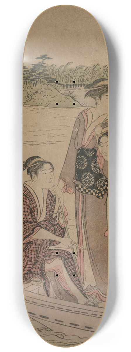 Torii Kiyonaga - Passengers in a Ferry Boat on the Sumida River 8.25 inch art skate deck