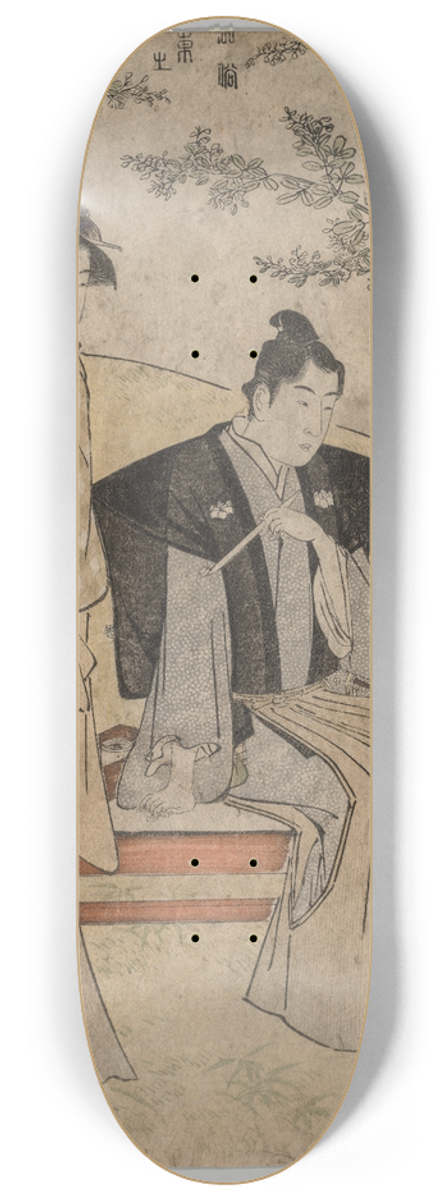 Torii Kiyonaga - Two Lovers (from the series Brocades of the East in Fashion) 8.25 inch art skate deck