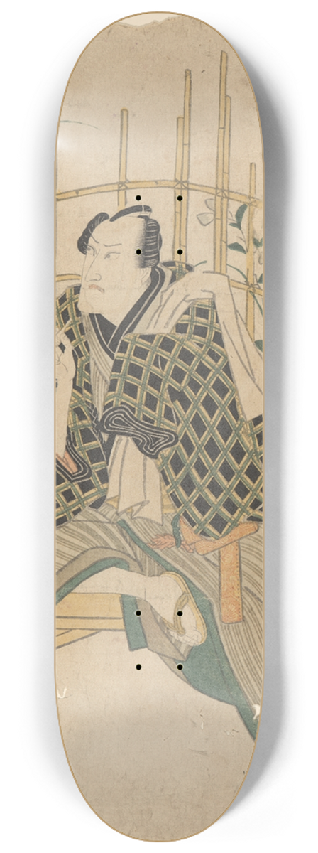 Toyokuni Utagawa - Actor on Bench (flowers and bamboo in background) 8.25 inch art skate deck