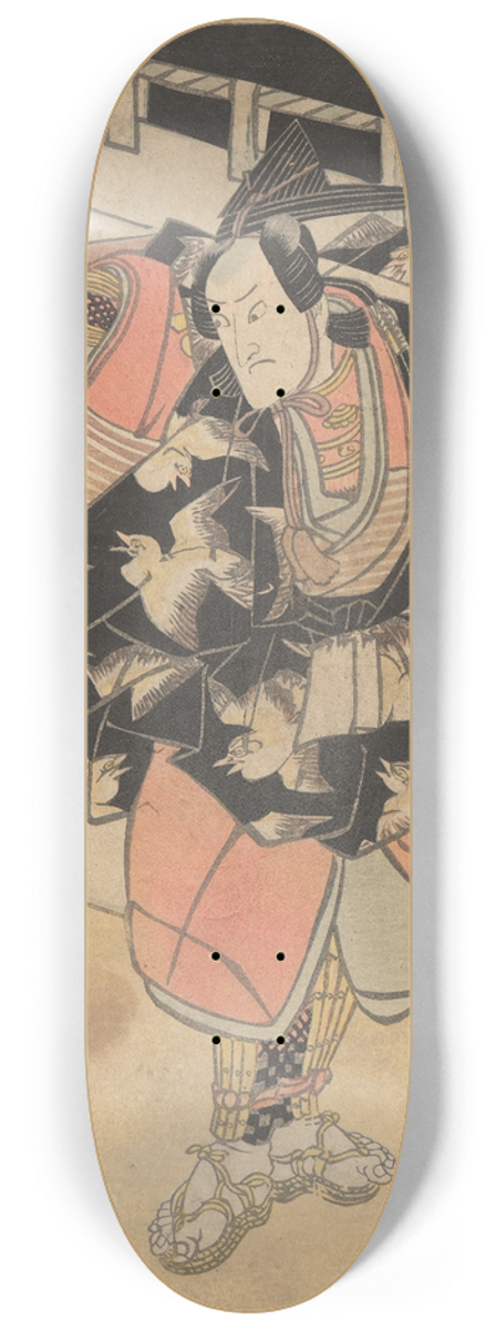 Toyokuni Utagawa - Actor (part of costume a design of birds on black) 8.25 inch art skate deck