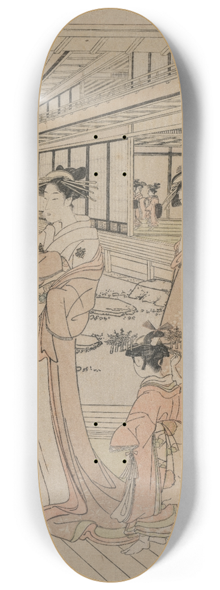 Toyokuni Utagawa - Courtesan Standing on a Veranda 8.25 inch art skate deck