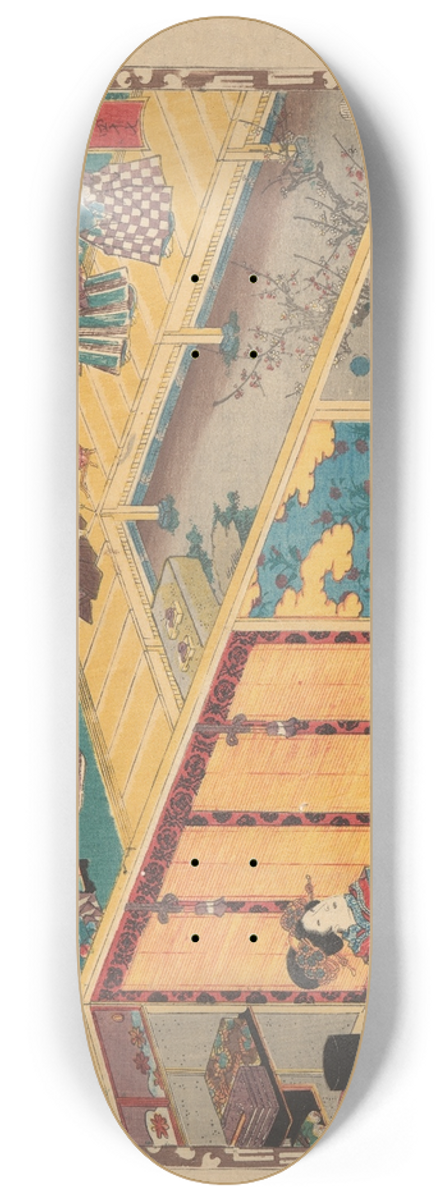 Toyokuni Utagawa - Interior of Daimyo Palace 8.25 inch art skate deck