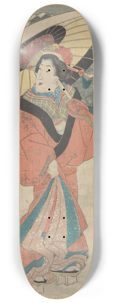 Toyokuni Utagawa - Snow Print; Woman with Umbrella 8.25 inch art skate deck
