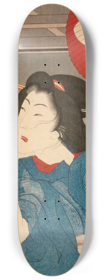 Tsukioka Yoshitoshi - A Geisha of the Mid-1870s Seated in a Boat 8.25 inch art skate deck