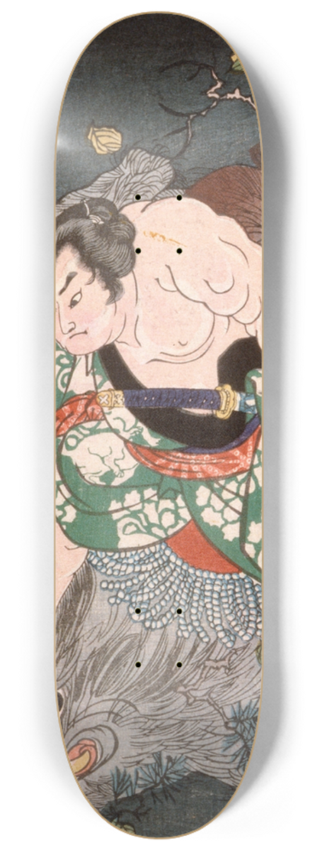 Tsukioka Yoshitoshi - Inuta Kobungo Yasuyori Killing a Boar 8.25 inch art skate deck