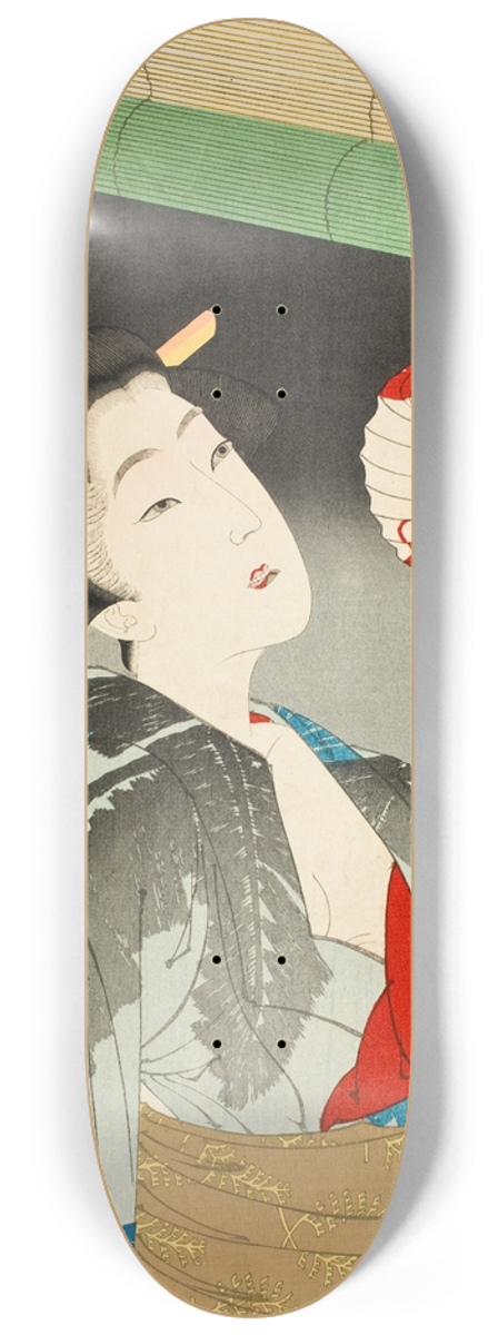 Tsukioka Yoshitoshi - Looking Observant; The Appearance of a Kyoto Waitress of the Meiji Era 8.25 inch art skate deck