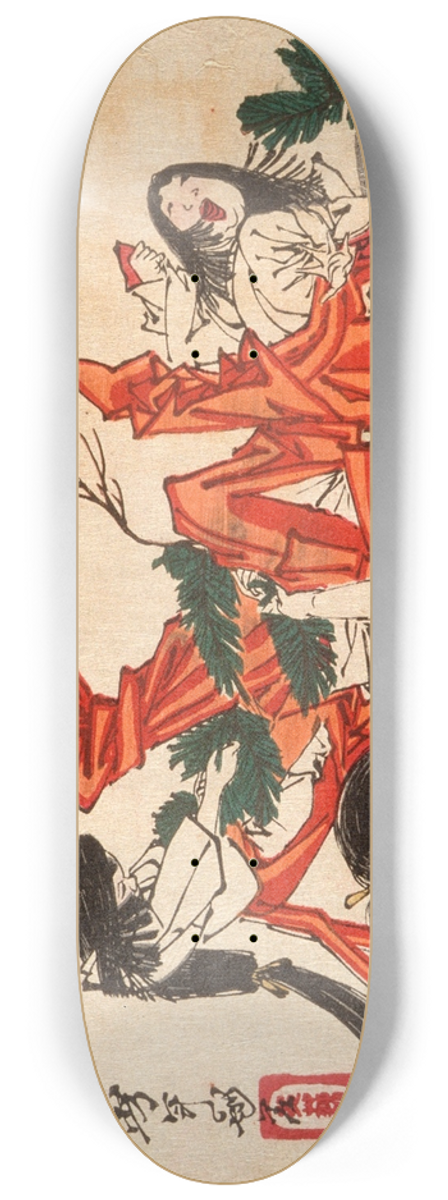 Tsukioka Yoshitoshi - Pulling Pine Shoots on the Day of the Rat 8.25 inch art skate deck