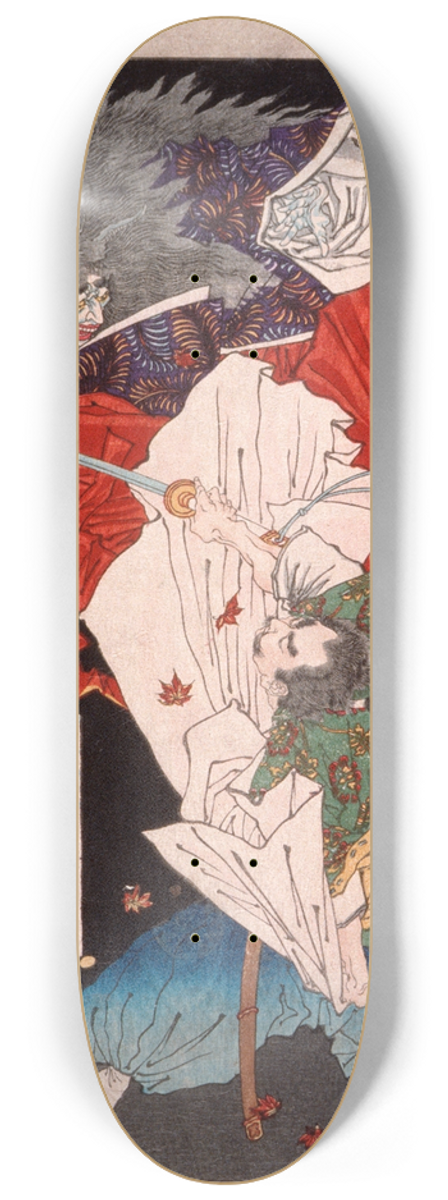 Tsukioka Yoshitoshi - Taira no Koremori Slashing at a Demon 8.25 inch art skate deck