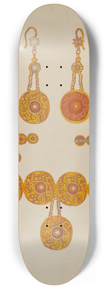 Tulita Westfall - Earrings and Brooch 8.25 inch art skate deck