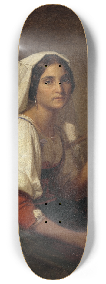 Uno Troili - An Italian Woman Spinning Flax 8.25 inch art skate deck