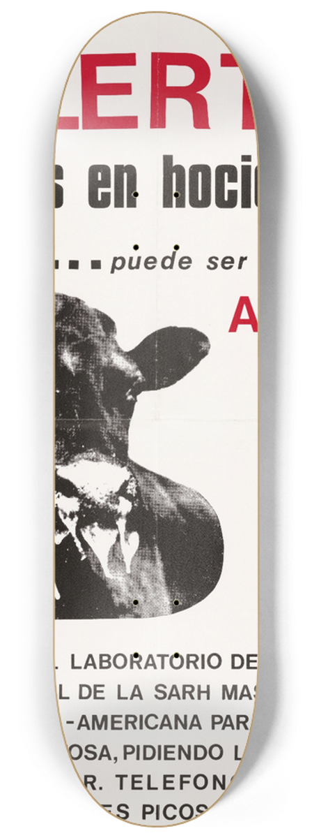 U.S. Information Agency - AFTOSA: poster warning against foot-and-mouth disease 8.25 inch art skate deck