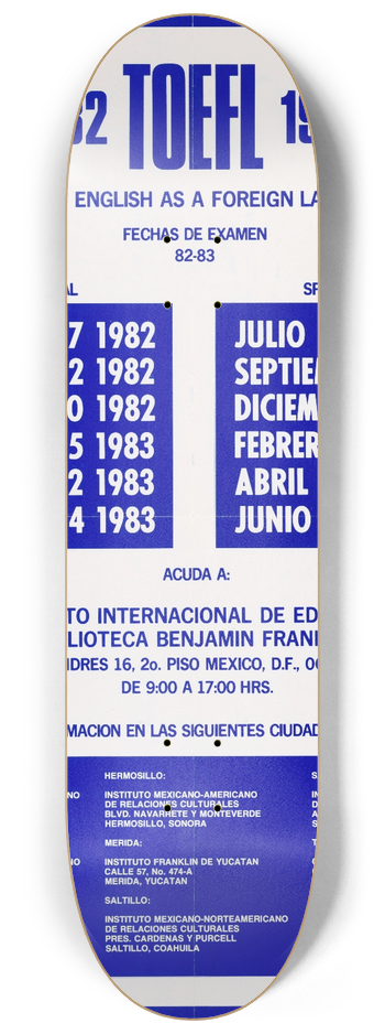 U.S. Information Agency - TOEFL 1982-1983 8.25 inch art skate deck
