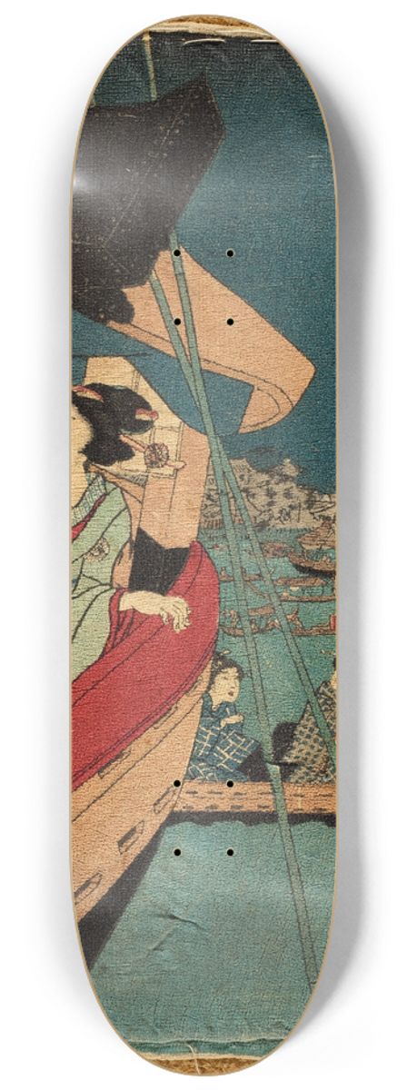 Utagawa Kunisada II - Boating on the Sumida River 8.25 inch art skate deck