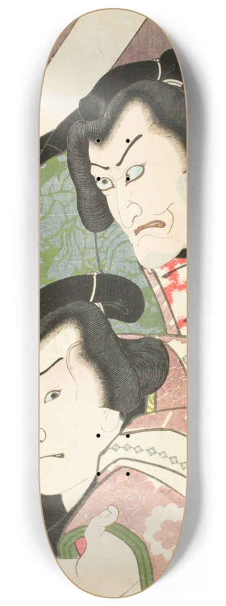 Utagawa Kunisada (Toyokuni III) - Actors Ichikawa Ebiz V as Tetsugatake and Onoe Kikugor IV as Iwakawa 8.25 inch art skate deck
