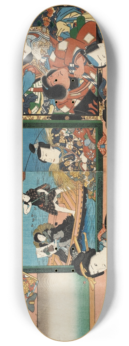Utagawa Kunisada (Toyokuni III) - Actors Viewing Votive Pictures of Themselves 8.25 inch art skate deck