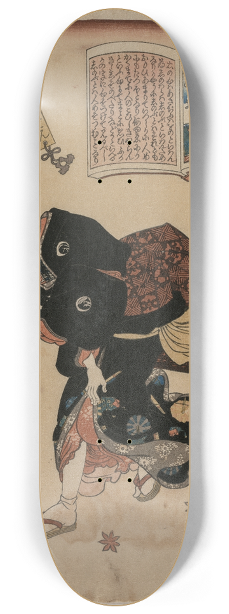 Utagawa Kunisada (Toyokuni III) - Woman Bucking Autumn Wind 8.25 inch art skate deck