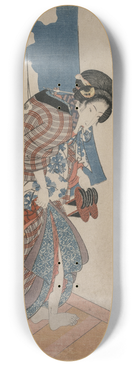 Utagawa Kunisada (Toyokuni III) - Woman Leaving a Bath House (from the series Pictures from Otsu) 8.25 inch art skate deck