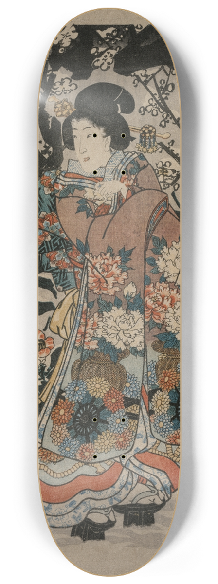 Utagawa Kunisada (Toyokuni III) - Woman Standing Beside a Plum Tree 8.25 inch art skate deck