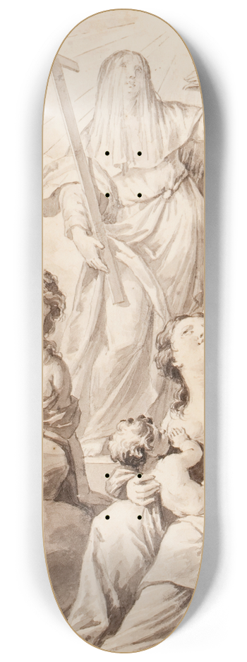 Venetian School - Saint Theresa, a second female saint and Charity (possibly preliminary study for an altarpiece) 8.25 inch art skate deck