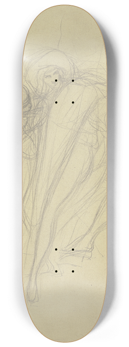 Victor Mller - Ein Mann mit groem Hut, dem sich eine Frau anschmiegt, rechts eine sitzende Figur 8.25 inch art skate deck