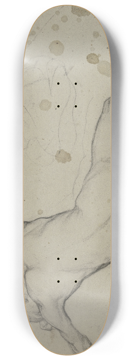 Victor Mller - Lagernder mnnlicher Akt in Rckansicht, mit angedeuteter Draperie 8.25 inch art skate deck