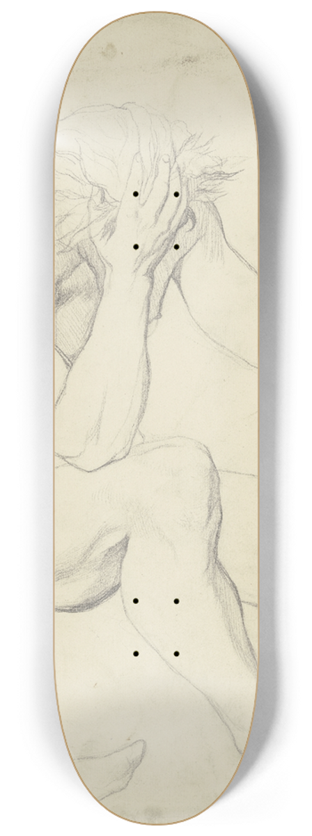 Victor Mller - Sitzender Mann als Aktfigur, aus Trost (Abschied) 8.25 inch art skate deck