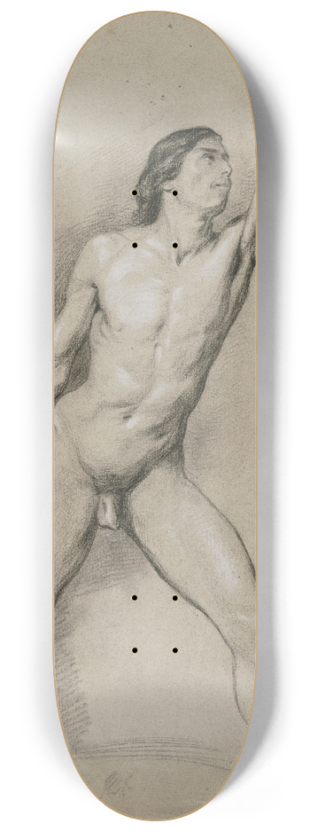 Victor Mller - Stehender mnnlicher Akt, mit erhobener Linker im Ausfallschritt nach rechts 8.25 inch art skate deck