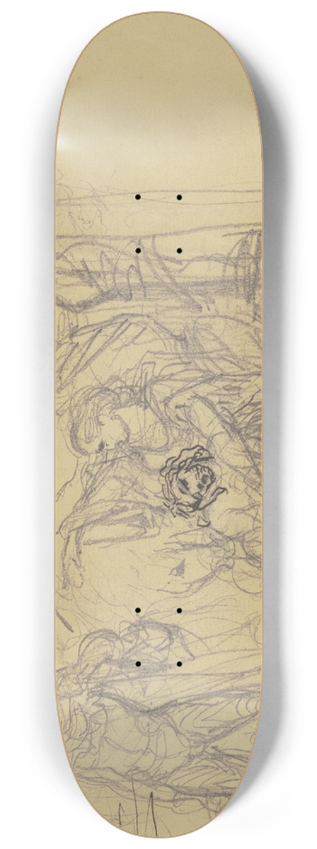 Victor Mller - Sterbender, gesttzt von einer Frau, links ein trauernder Krieger 8.25 inch art skate deck