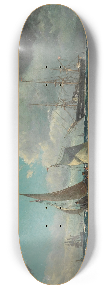 Vilhelm Bille - Fischerboot und Dampfsegler auf bewegter See 8.25 inch art skate deck