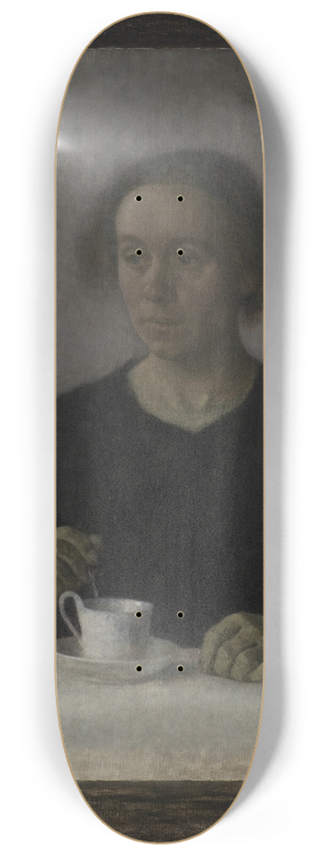 Vilhelm Hammershi - Ida Hammershi, the Artists Wife, with a Teacup 8.25 inch art skate deck