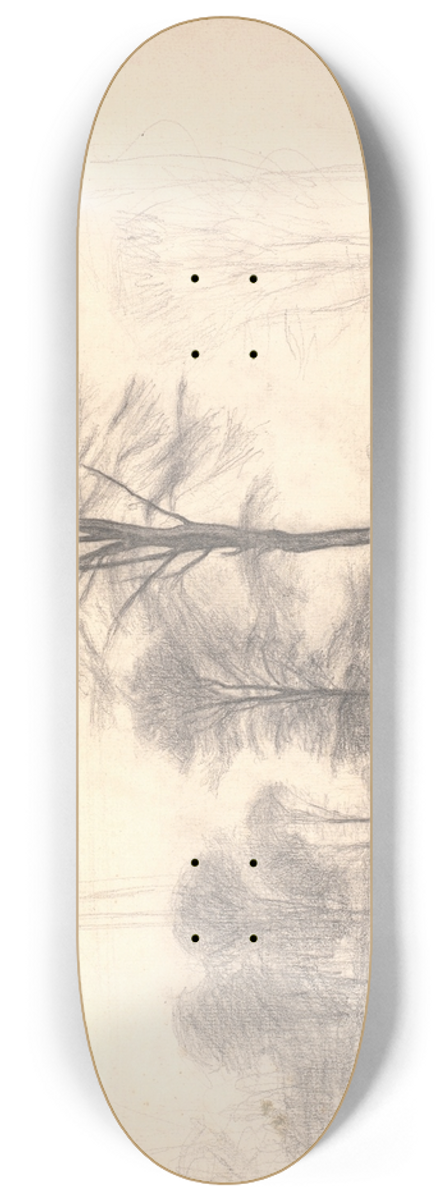 Vilhelm Hammershi - Landskab med spredte trer Ryet ved Farum S 8.25 inch art skate deck