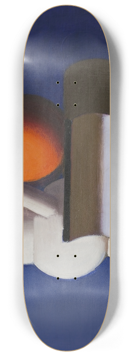 Vilhelm Lundstrm - Still Life with White Jar, Orange and Book 8.25 inch art skate deck