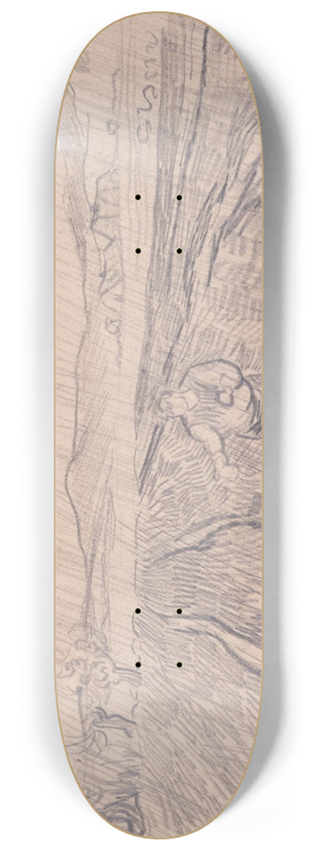 Vincent van Gogh - Enclosed field with a sower in the rain 8.25 inch art skate deck