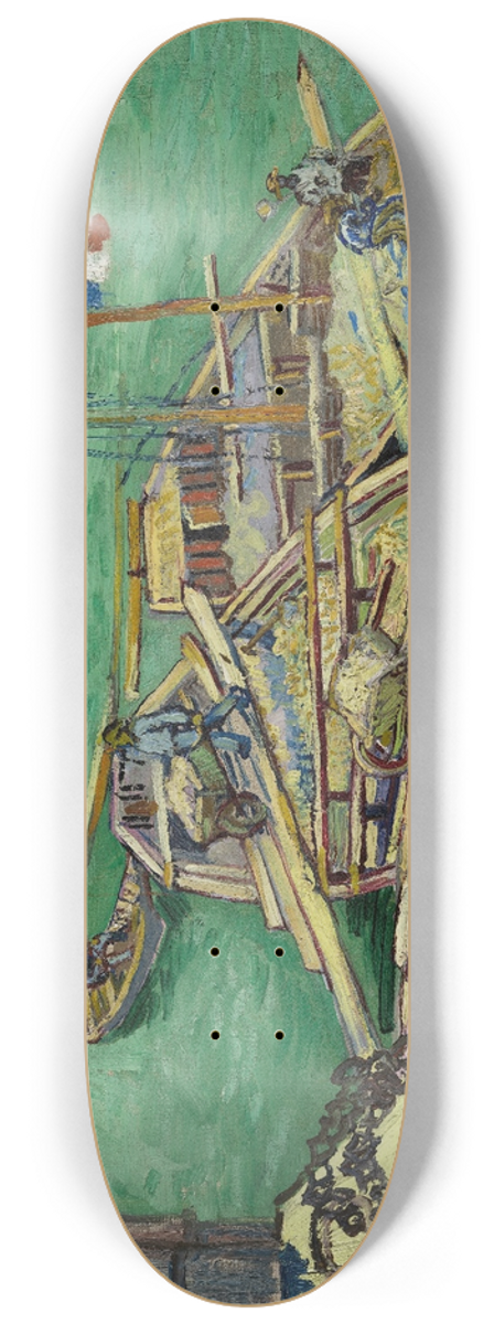 Vincent van Gogh - Quay with men unloading sand barges 8.25 inch art skate deck