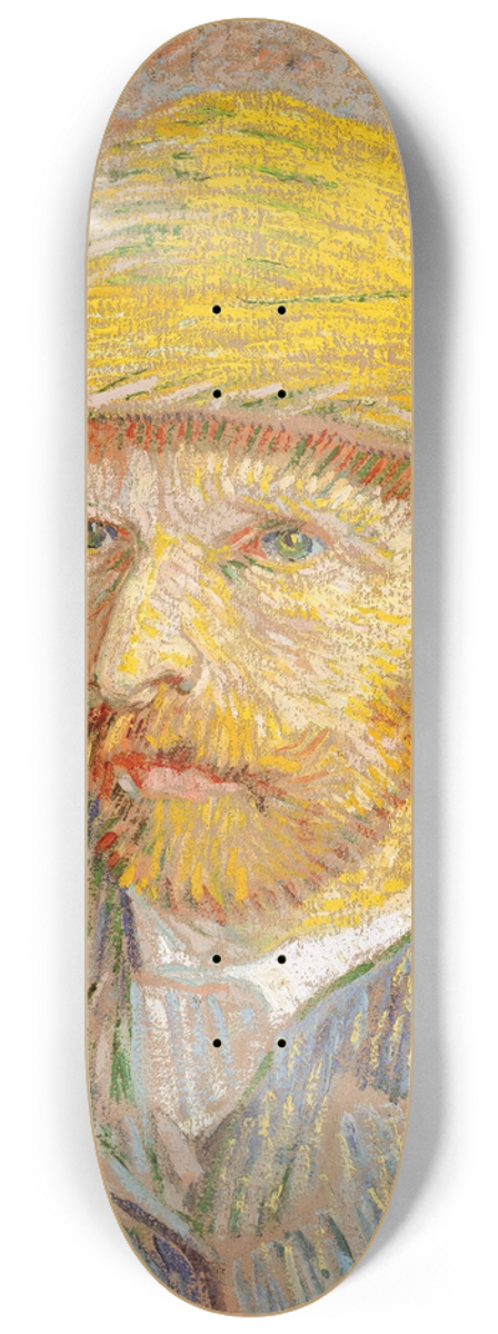 Vincent van Gogh - Self-Portrait with a Straw Hat 8.25 inch art skate deck